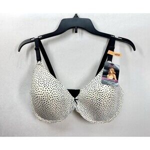 Maidenform One Fab Fit Underwire Bra Size 38DD Twinkle Dot Cream Black 07959 NEW